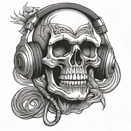 Skull Wearing Headphones