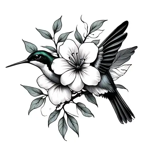 Sampaguita Flower Vine With Hummingbird