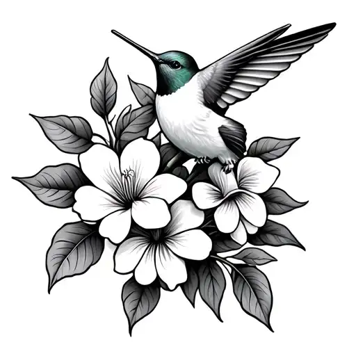 Sampaguita Flower Vine With Hummingbird Hovering