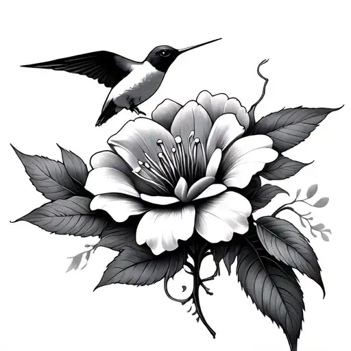 Sampaguita Flower Draped With Hummingbird Hovering