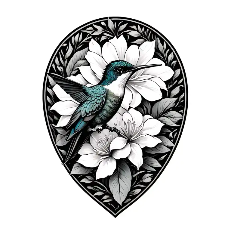 Draped Sampaguita With Hummingbird