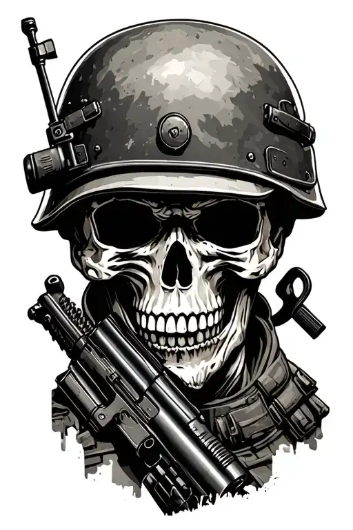 Soldier With The Skull And Machine Rifle