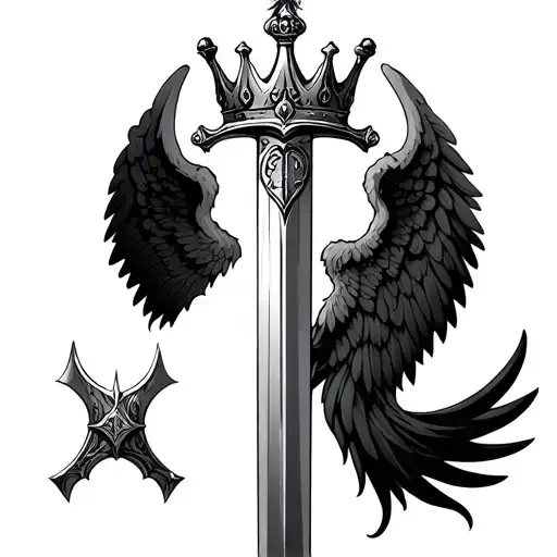 King Crown Sword And Wings Made
