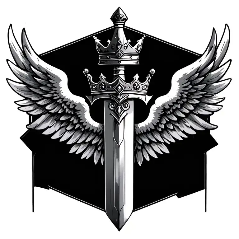 King Crown Sword And Wings Made