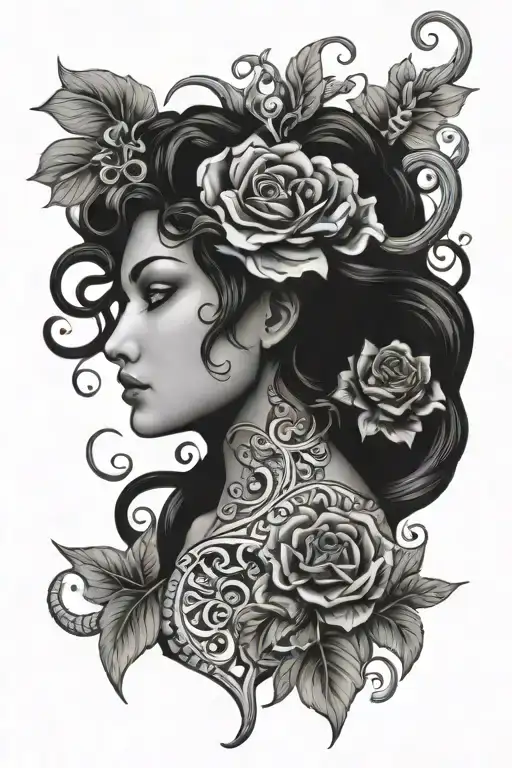 Half Medusa Half Flowers