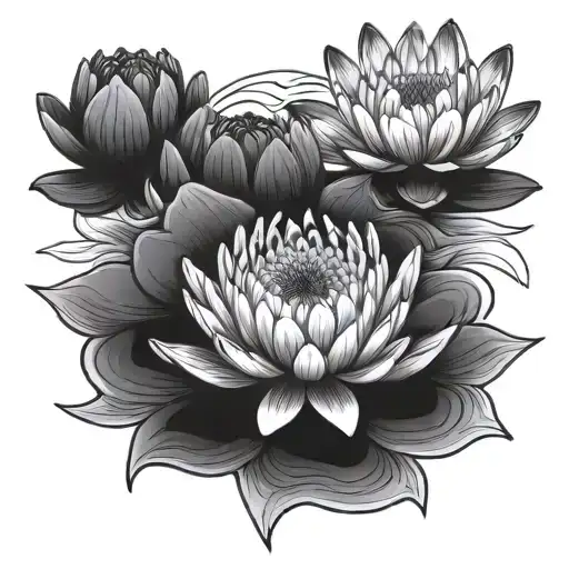 Chrysanthemum And Water Lily