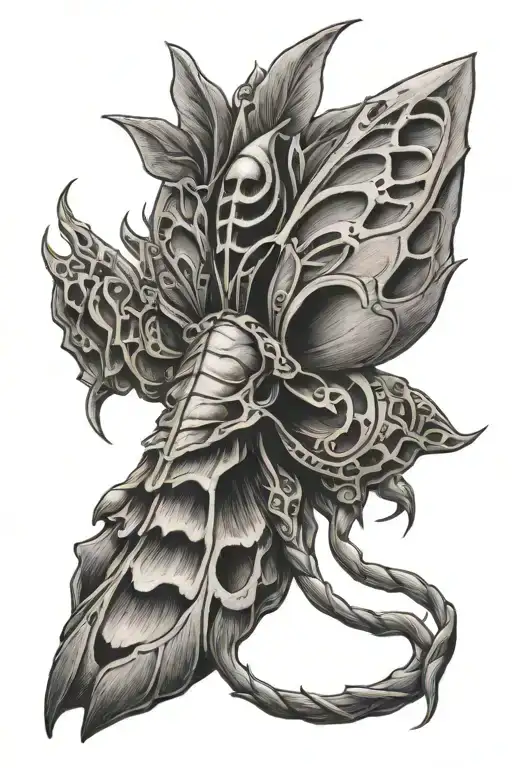 Death's-head Hawkmoth Skull Tribal Black Grey