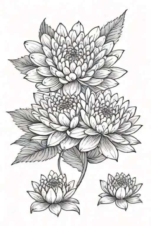 Chrysanthemum And Water Lily