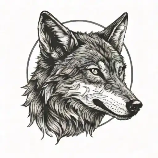 Waning Moon And Wolf Ears Outline