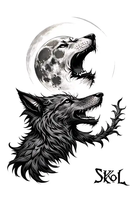 Skol And Hati Howling Moon