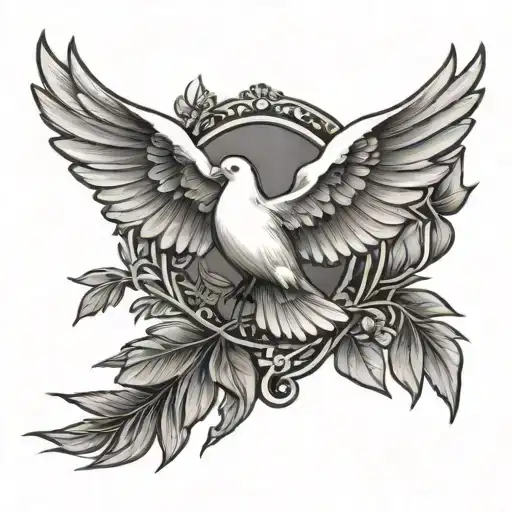 Cross And Dove Carry Olive Branch