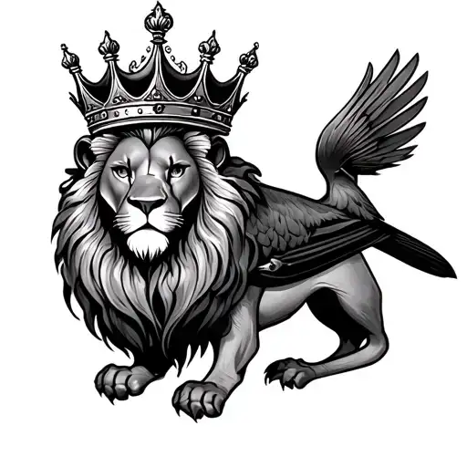 Lion Robin And A Crown