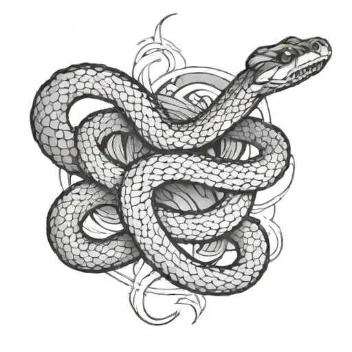 Full Arm With Snake Only On Top Of Forearm