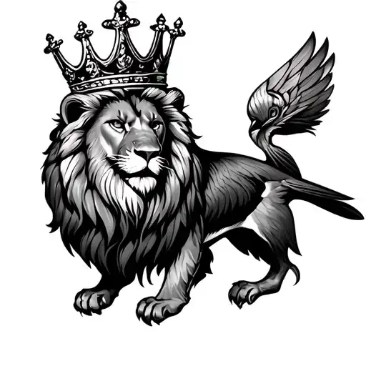 Lion Robin And A Crown