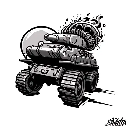 Cartoon Tank And Turbo Engine Roaring