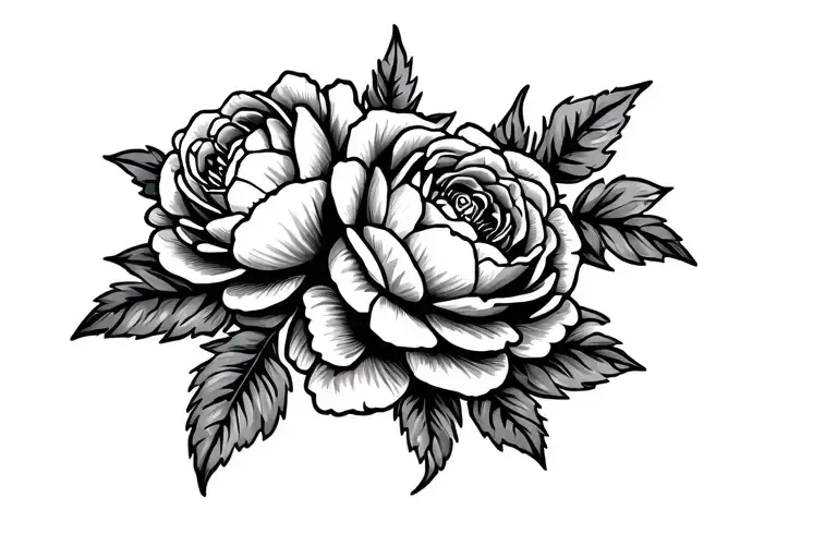 Western Leather Tooled Peony And Roses Blooming