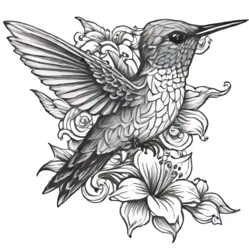 Hummingbird With Flower