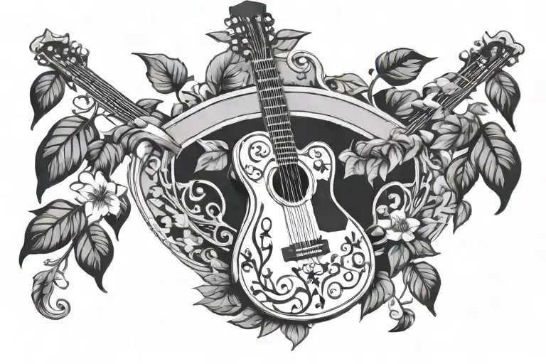 Guitar And Ivy Leaves