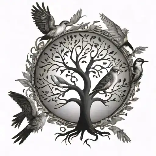 Tree Of Life With Birds