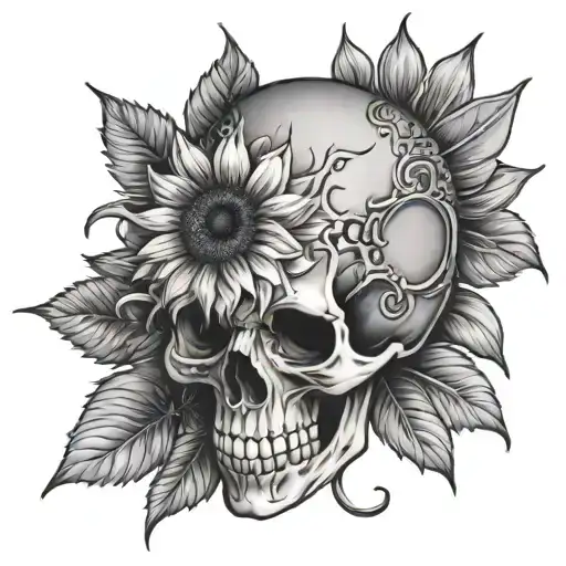 Skull With Sunflower Eyes