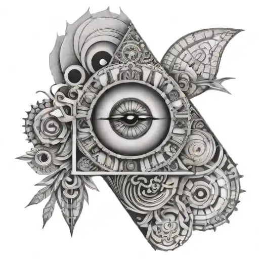 Fibonacci Tatoo Design Third Eye In Architecture In Black And Wite