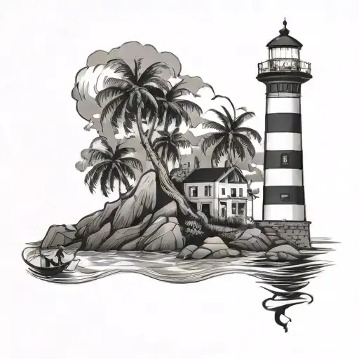 Lighthouse Beach Scene