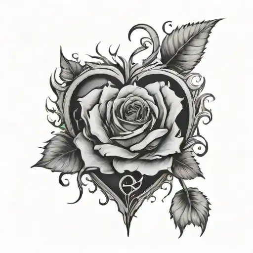 Heart With Fire Around It With Dead Rose The The Middle