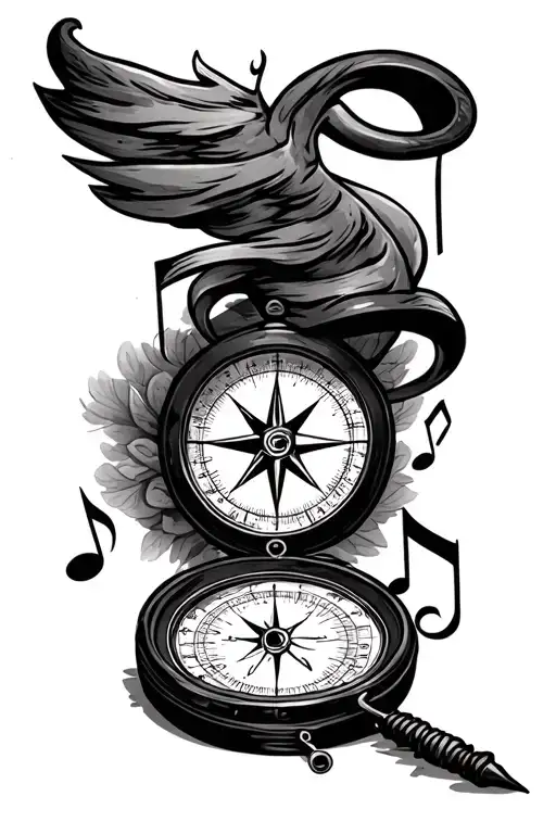 Compass And Music Notes