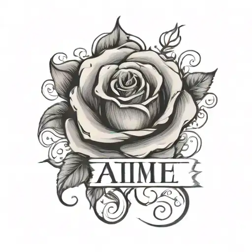 Name Written With Rose In The Middle Surrounded
