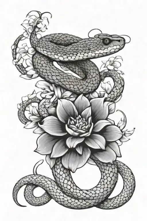 Snake Wrapped Around Flower