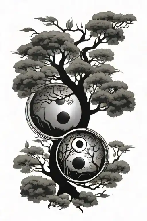 Yin Yang Symbol Made Of Trees