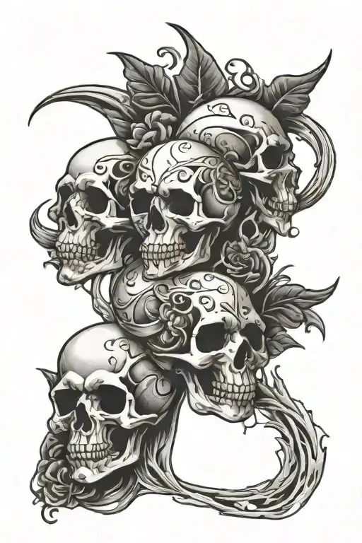Skulls And Moon Surrounded