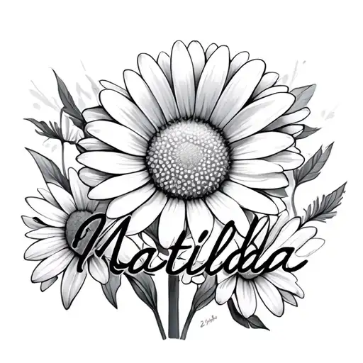 Daisy With Matilda Name In Stem