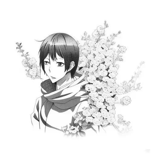 A Korean Anime Character Surrounded By Blooming Flowers