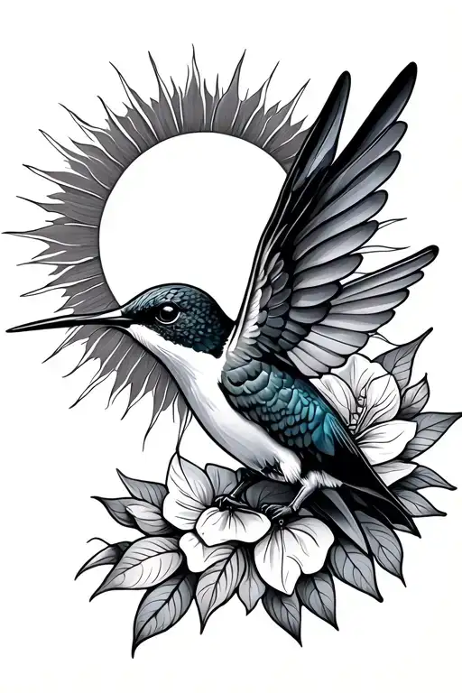 Humming Bird With A Sun Shining