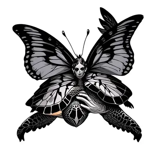 Turtle Butterfly And Angel Holding