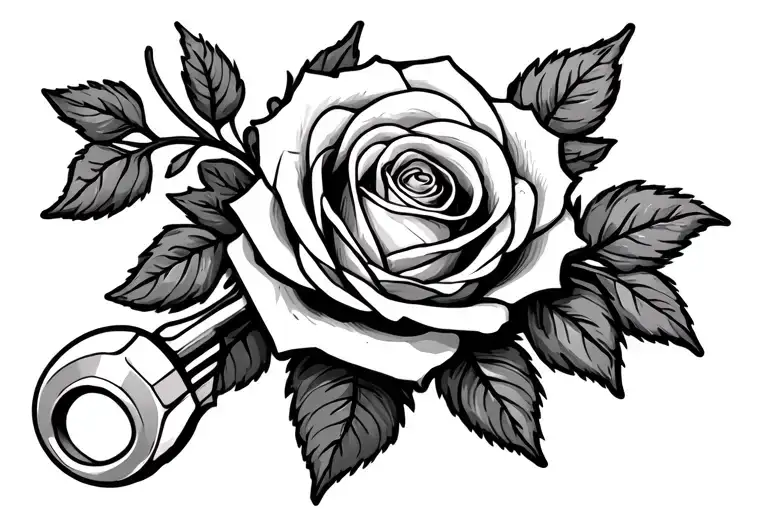 Spanner And Rose Fine Line