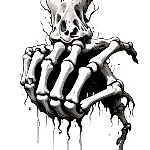 Skeleton Hand With Flesh And Skin Growing Onto It