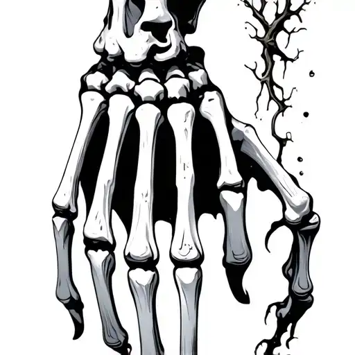 Skeleton Hand With Flesh And Skin Growing Onto It