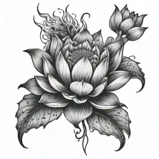 Lotus Flower Blooming But A Hand Made Of Thorns Is Trying To Pull It Down