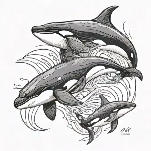 Orca Whale With Son