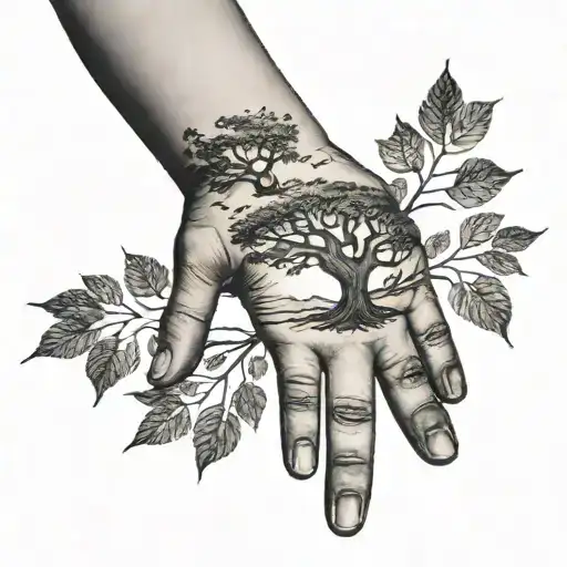 Hand And Smile And Tree