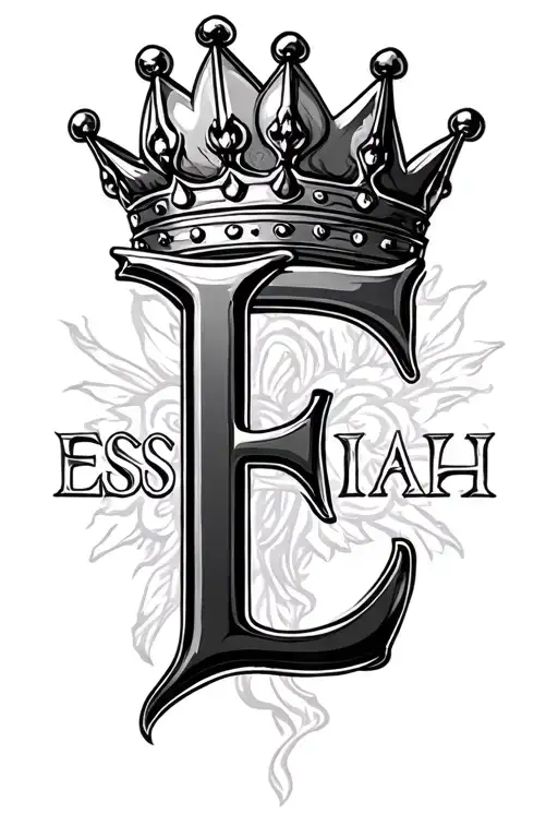 The Name Essiah In Vertically With A Kings Crown On Top Of The E