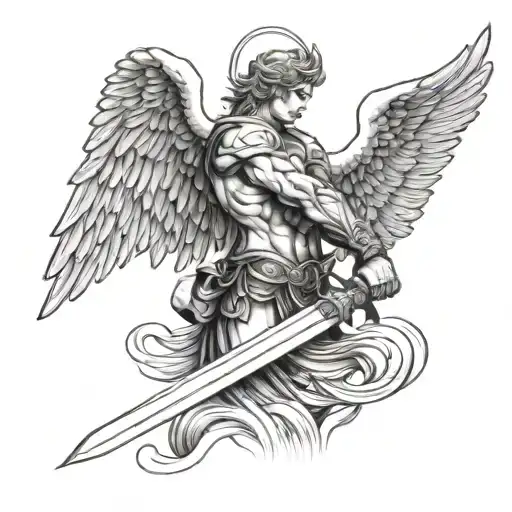 Male Warrior Angel Holding A Sword