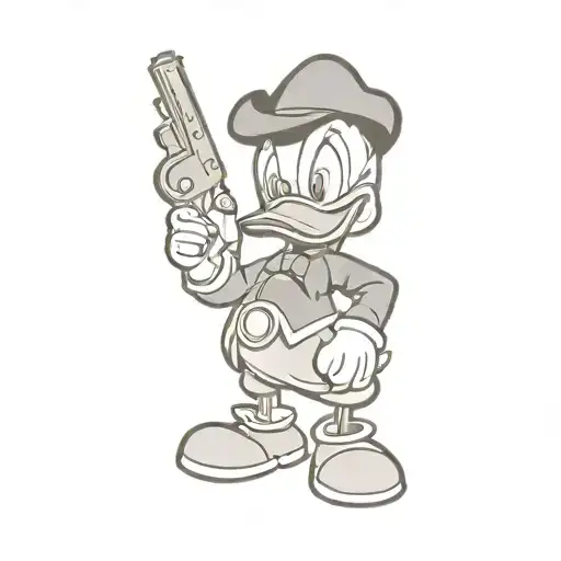 Donald Duck Holding A Gun