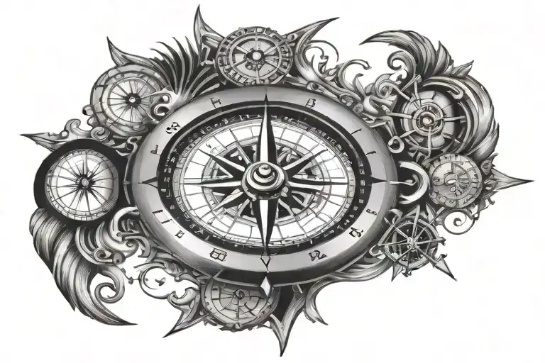 Compass Surrounded By Various