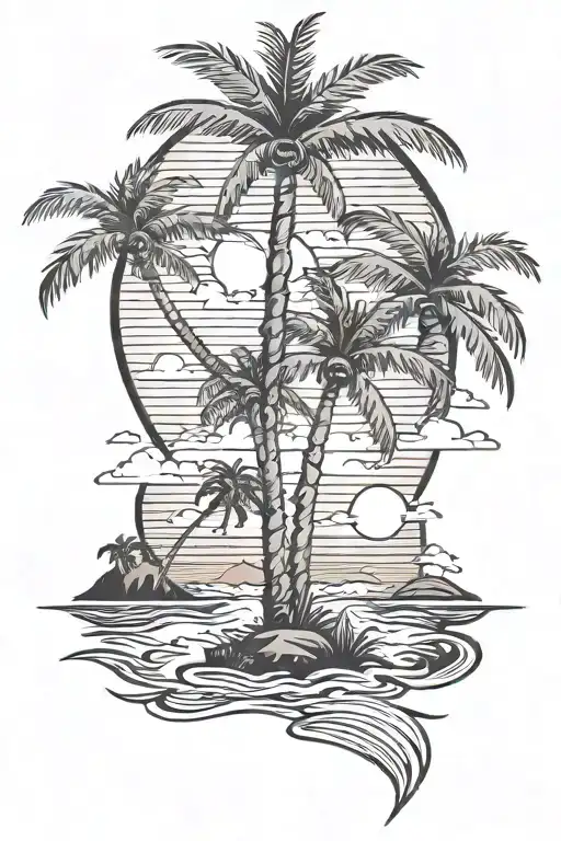 Palm Trees Colors Sunset Beach