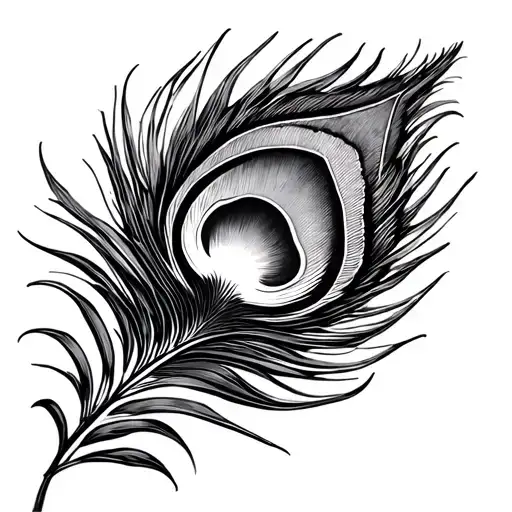 Arm Tattoo Of A Peacock Feather With Sunset And Mandala