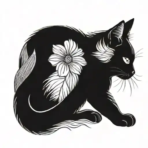 A Simple Fine Line Cat Tattoo That Is Cute And Playful