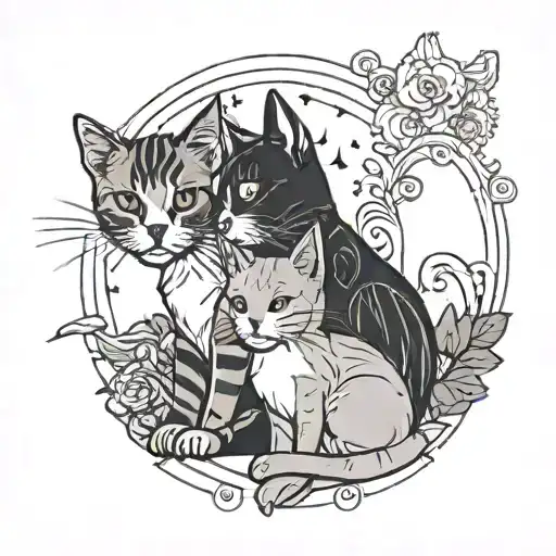 A Simple Fine Line Cat Tattoo That Is Cute Girl And Cute Boy